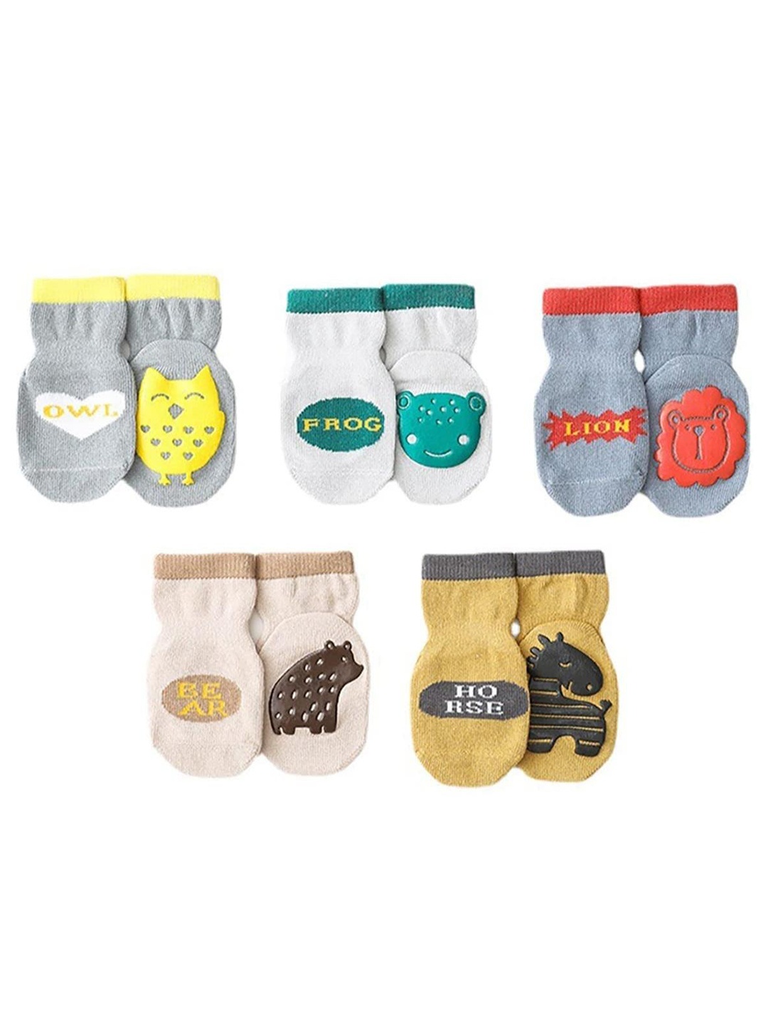 

YOUSTYLO Kids Pack Of 5 Patterned Cotton Ankle-Length Socks, Grey