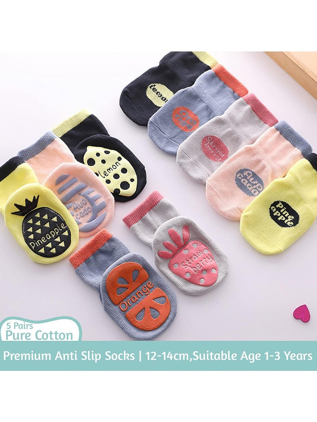 YOUSTYLO Kids Pack Of 5 Patterned Ankle-Length Socks, Black