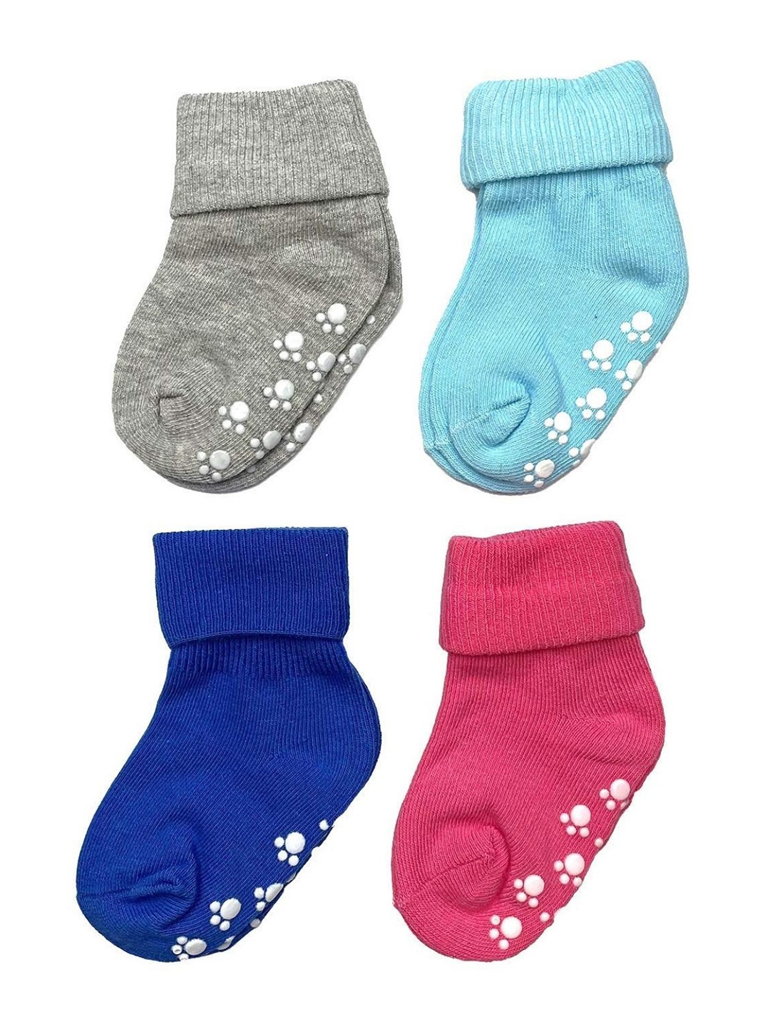 

YOUSTYLO Kids Pack Of 4 Patterned Cotton Ankle-Length Socks, Grey