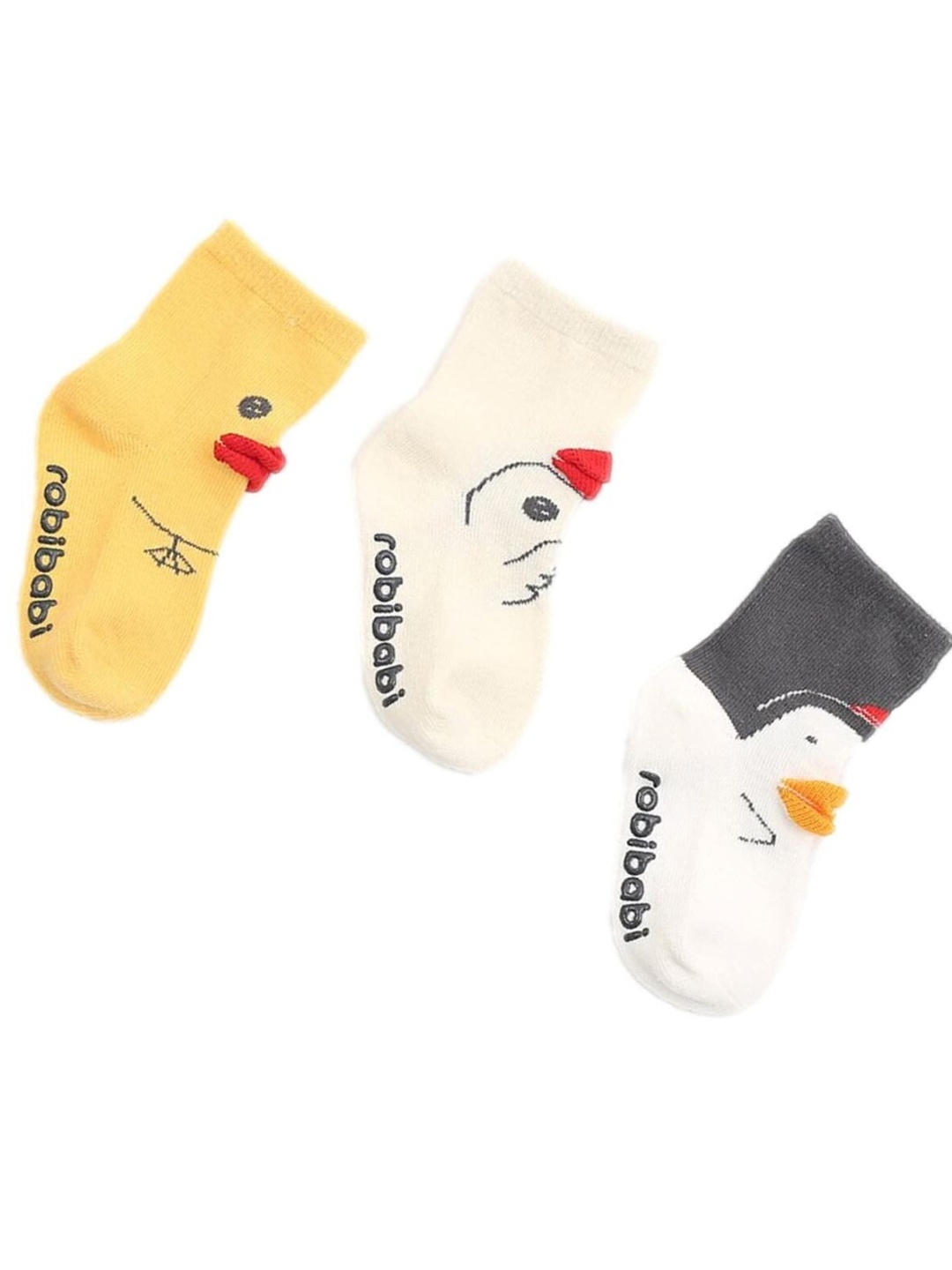 

YOUSTYLO Kids Pack Of 3 Patterned Cotton Ankle-Length Socks, Yellow