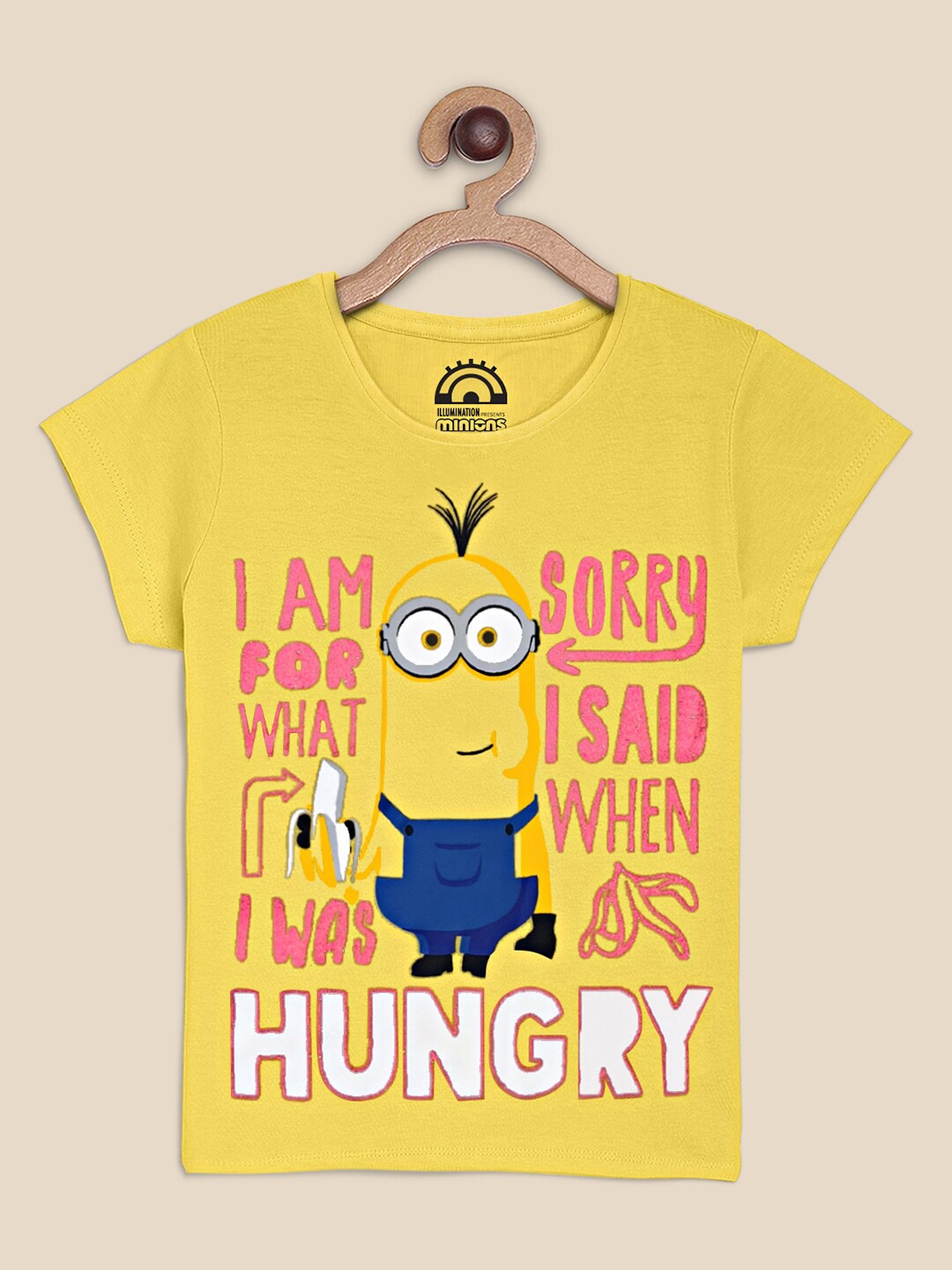 

Kids Ville Kids Girls Yellow Minions Printed Cotton T-shirt