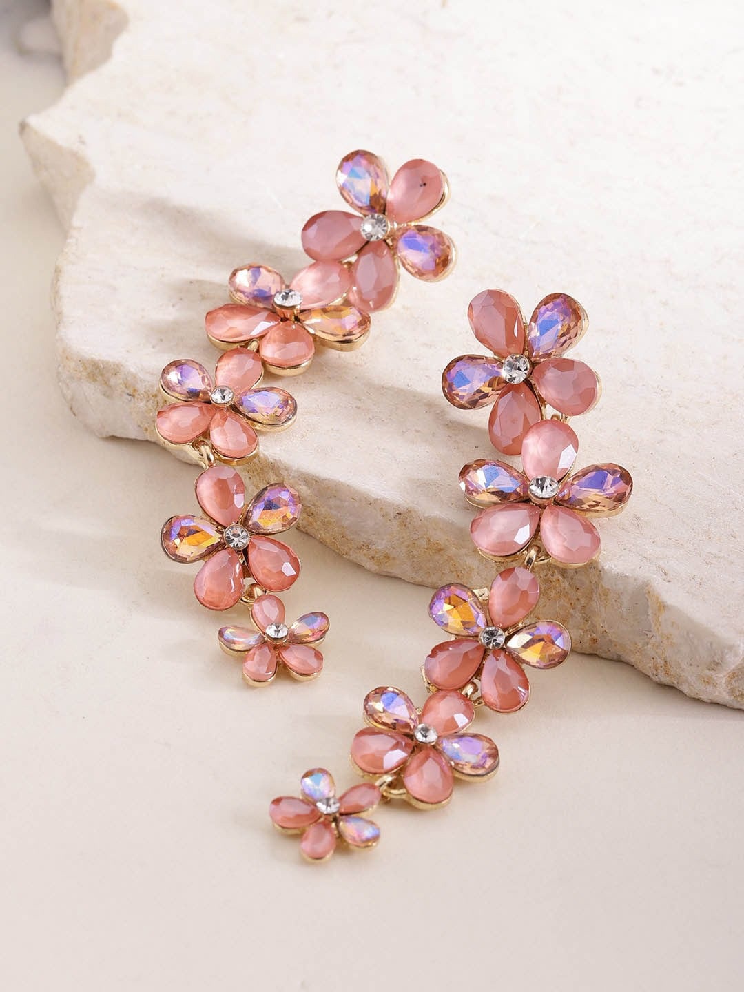 

YouBella Peach-Coloured Contemporary Drop Earrings