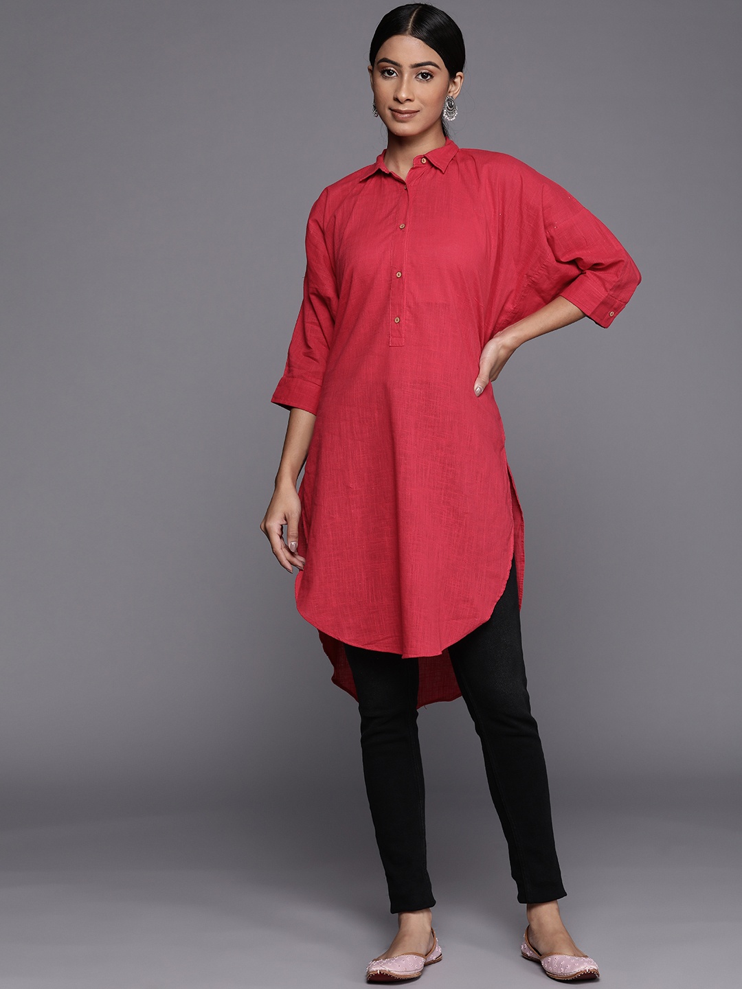 

Fabindia Women Pink Cotton Pathani Kurta