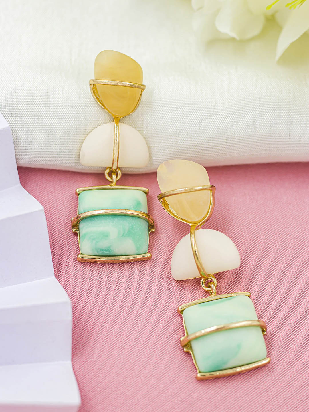 

Bellofox Blue & Yellow Contemporary Drop Earrings