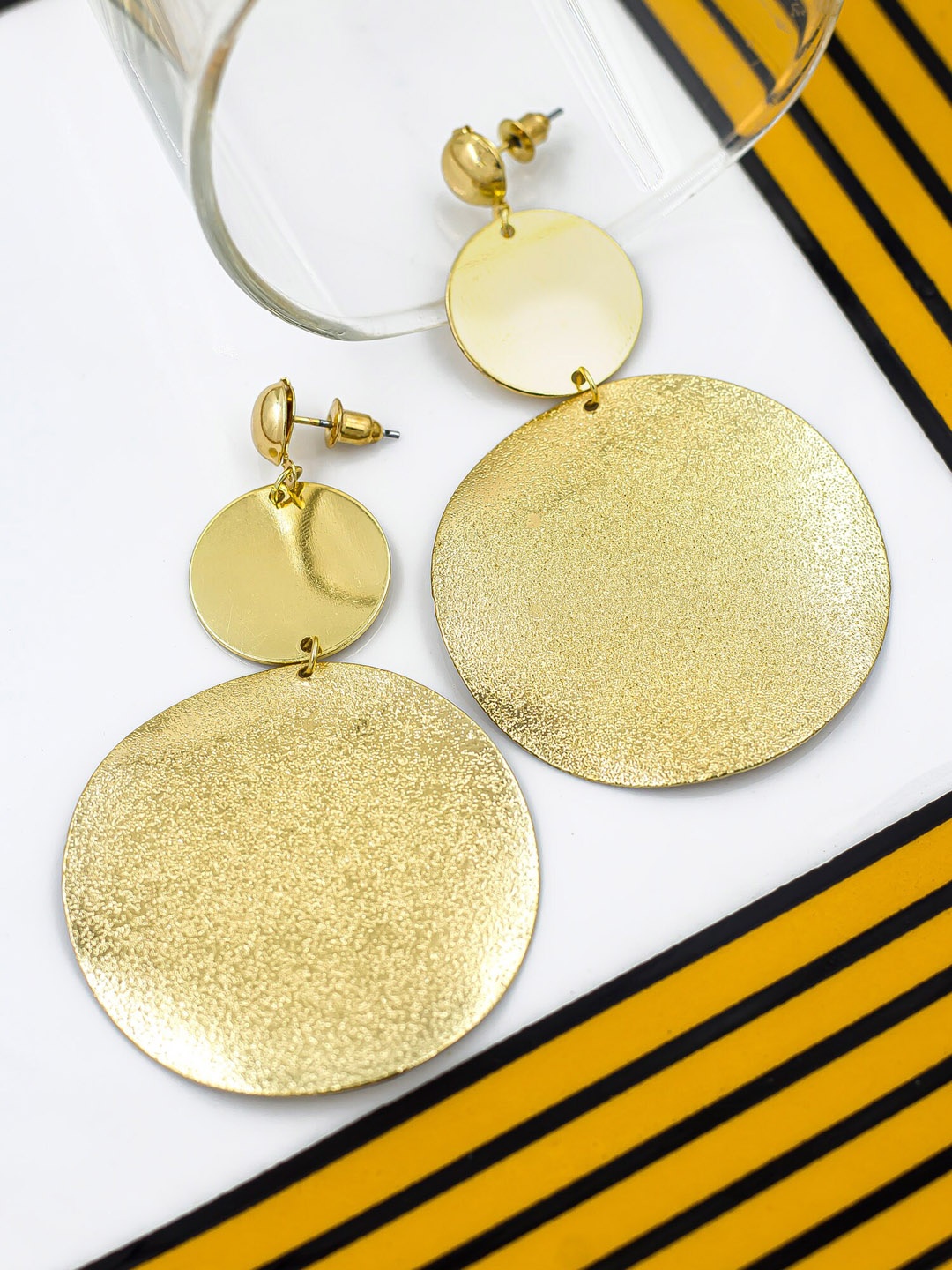 

Bellofox Gold-Toned Circular Drop Earrings