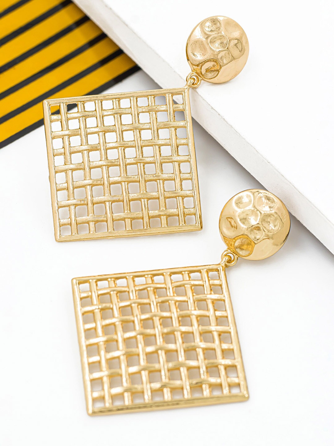 

Bellofox Women Gold-Toned Square Drop Earrings