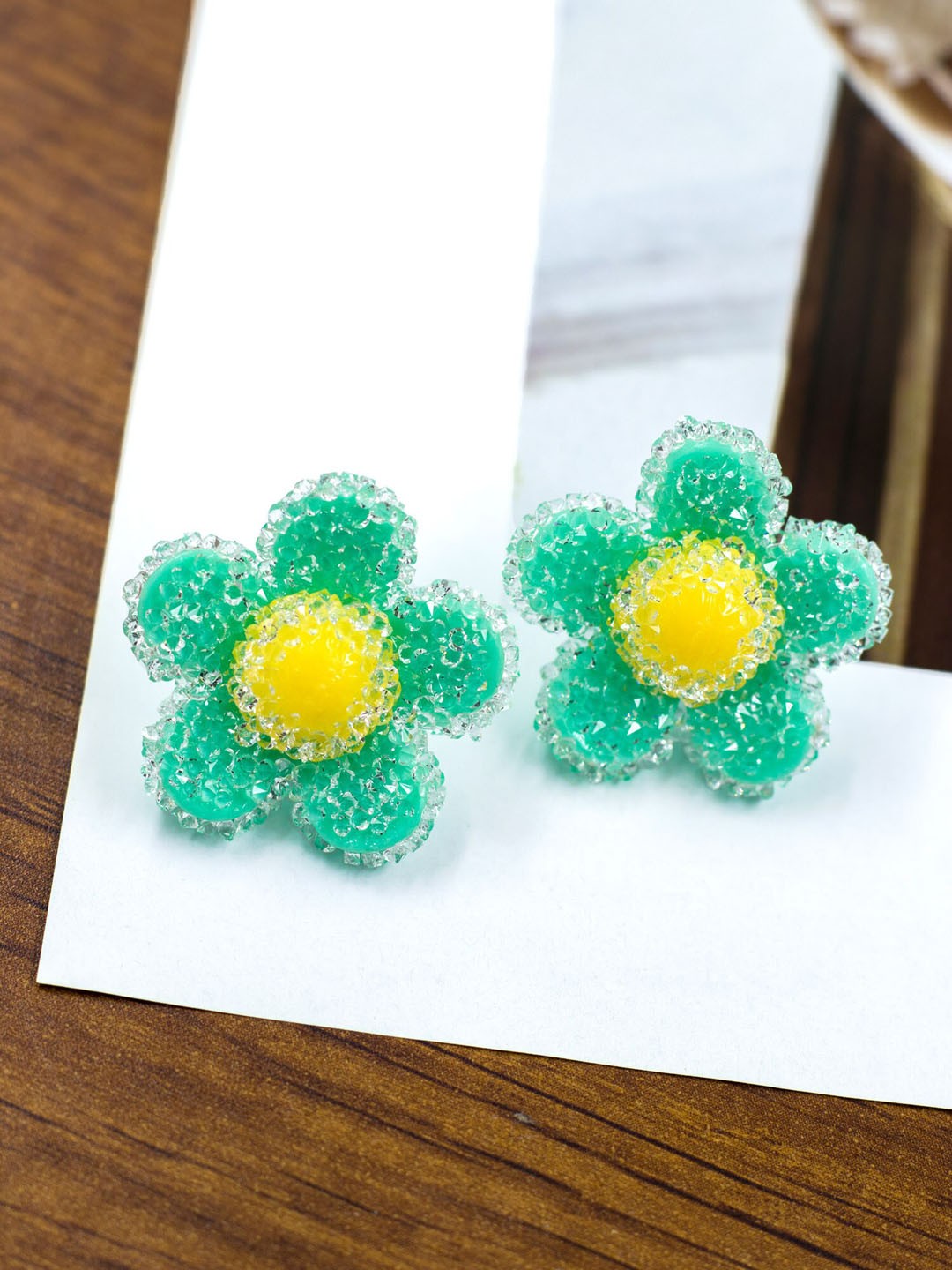 

Bellofox Green Floral Studs Earrings