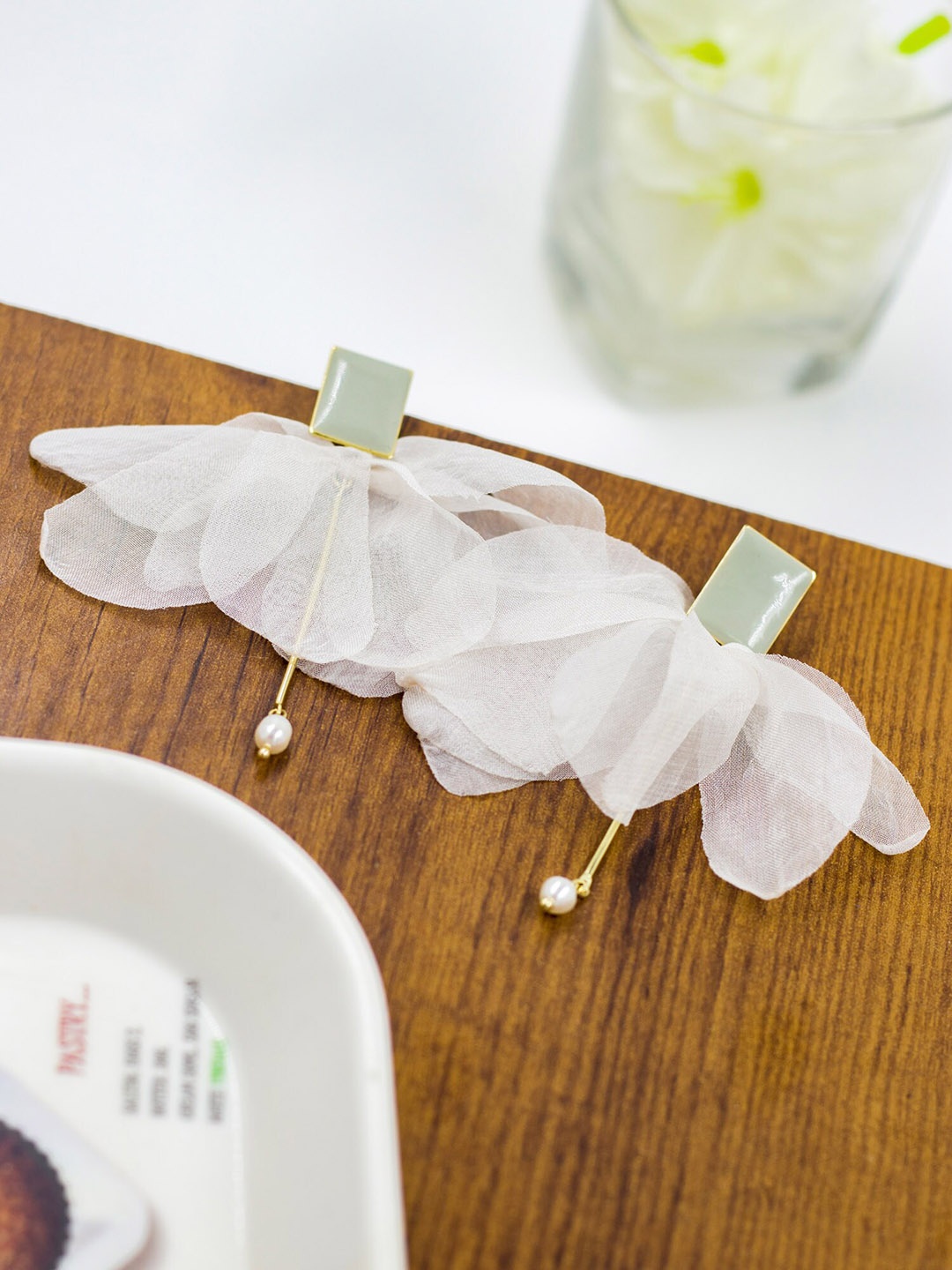 

Bellofox Women White Floral Drop Earrings