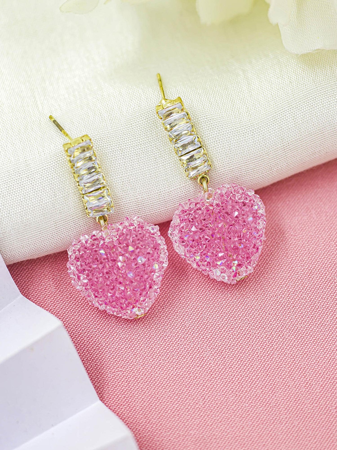 

Bellofox Pink Heart Shaped Drop Earrings