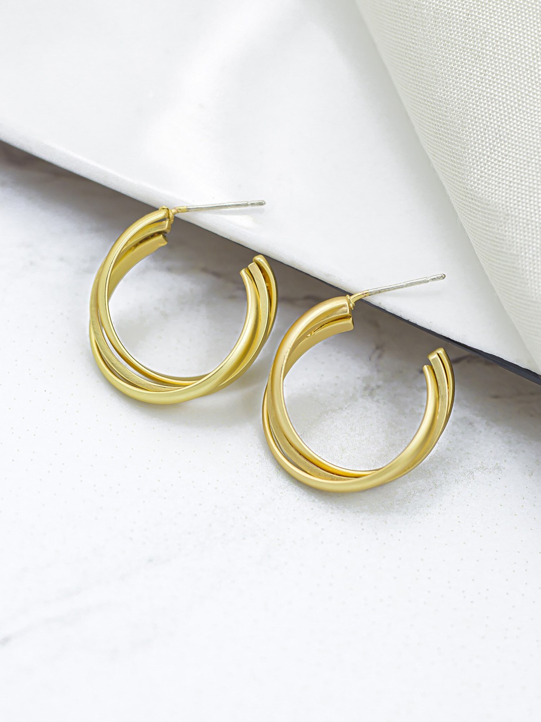

Bellofox Gold-Toned Circular Half Hoop Earrings