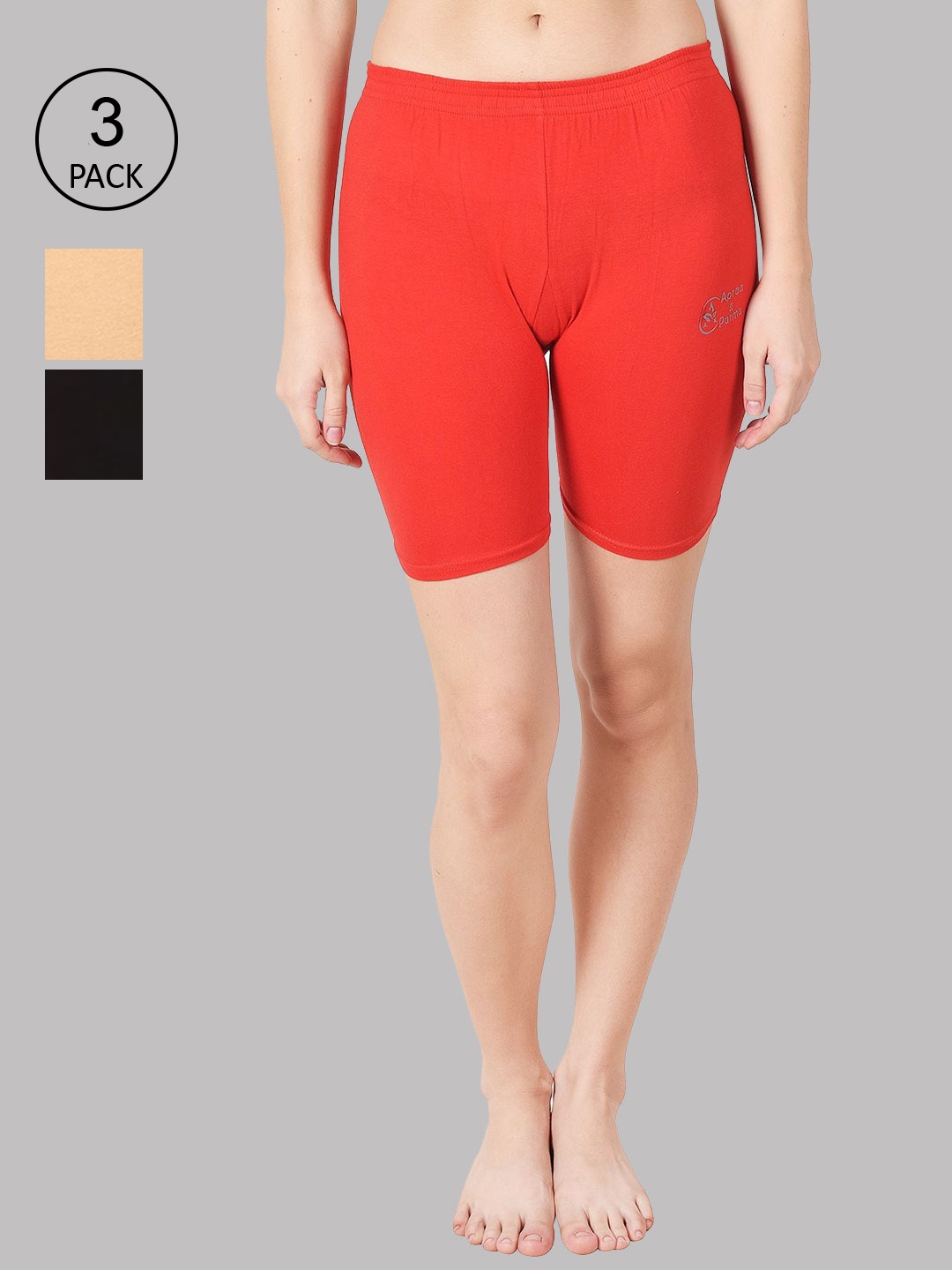 

Apraa & Parma Women Red Slim Fit Cycling Sports Shorts