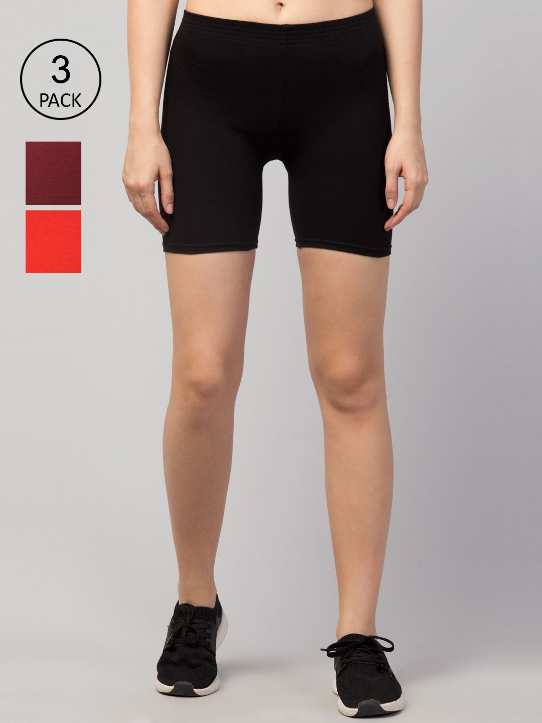 

Apraa & Parma Women Pack of 3 Black Slim Fit Cycling Sports Shorts