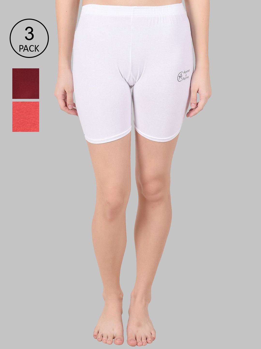 

Apraa & Parma Women White Slim Fit Cycling Sports Shorts