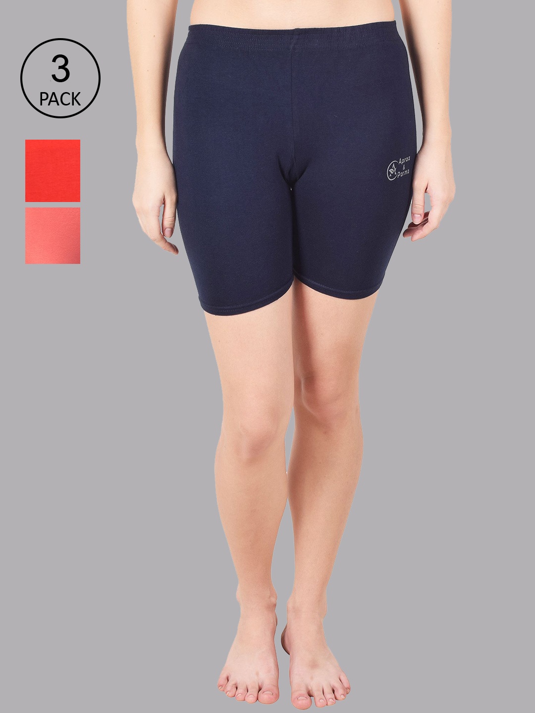 Apraa & Parma Women Pack of 3 Navy Blue Slim Fit Cycling Sports Shorts