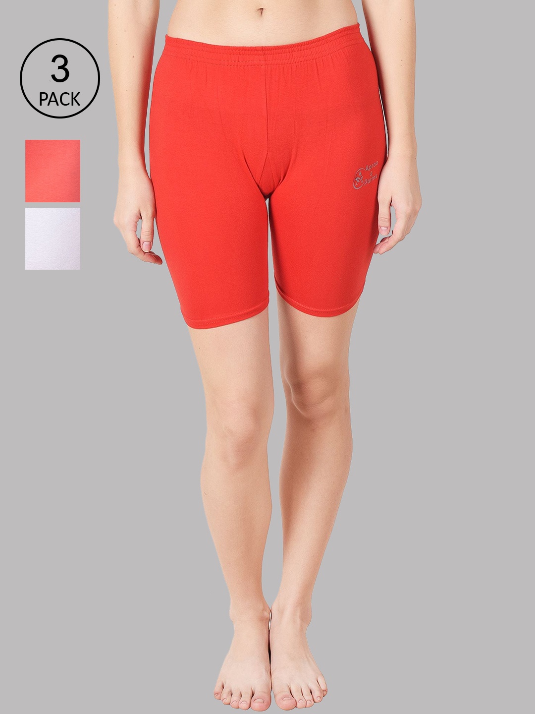 

Apraa & Parma Women Pack of 3 Multi Slim Fit Cycling Sports Shorts, Red