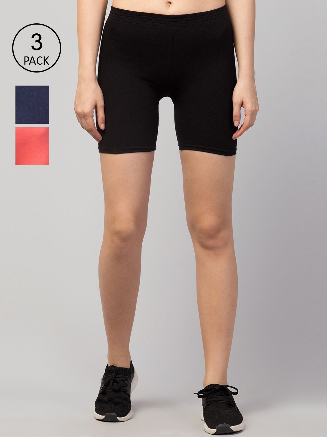 Apraa & Parma Women Navy Blue Slim Fit Cycling Sports Shorts