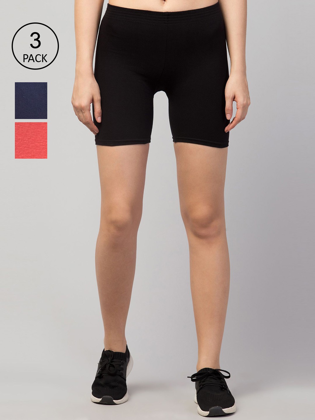 

Apraa & Parma Women Black Set Of 3 Slim Fit Cycling Sports Shorts
