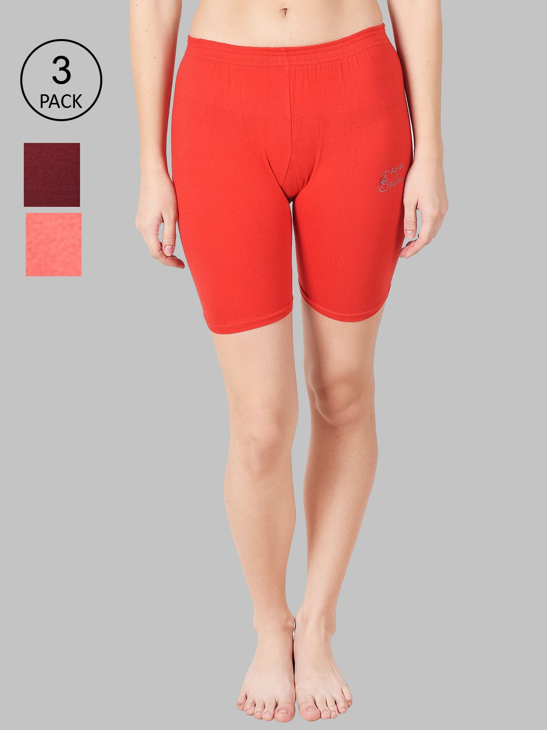 

Apraa & Parma Women Red Slim Fit Cycling Sports Shorts