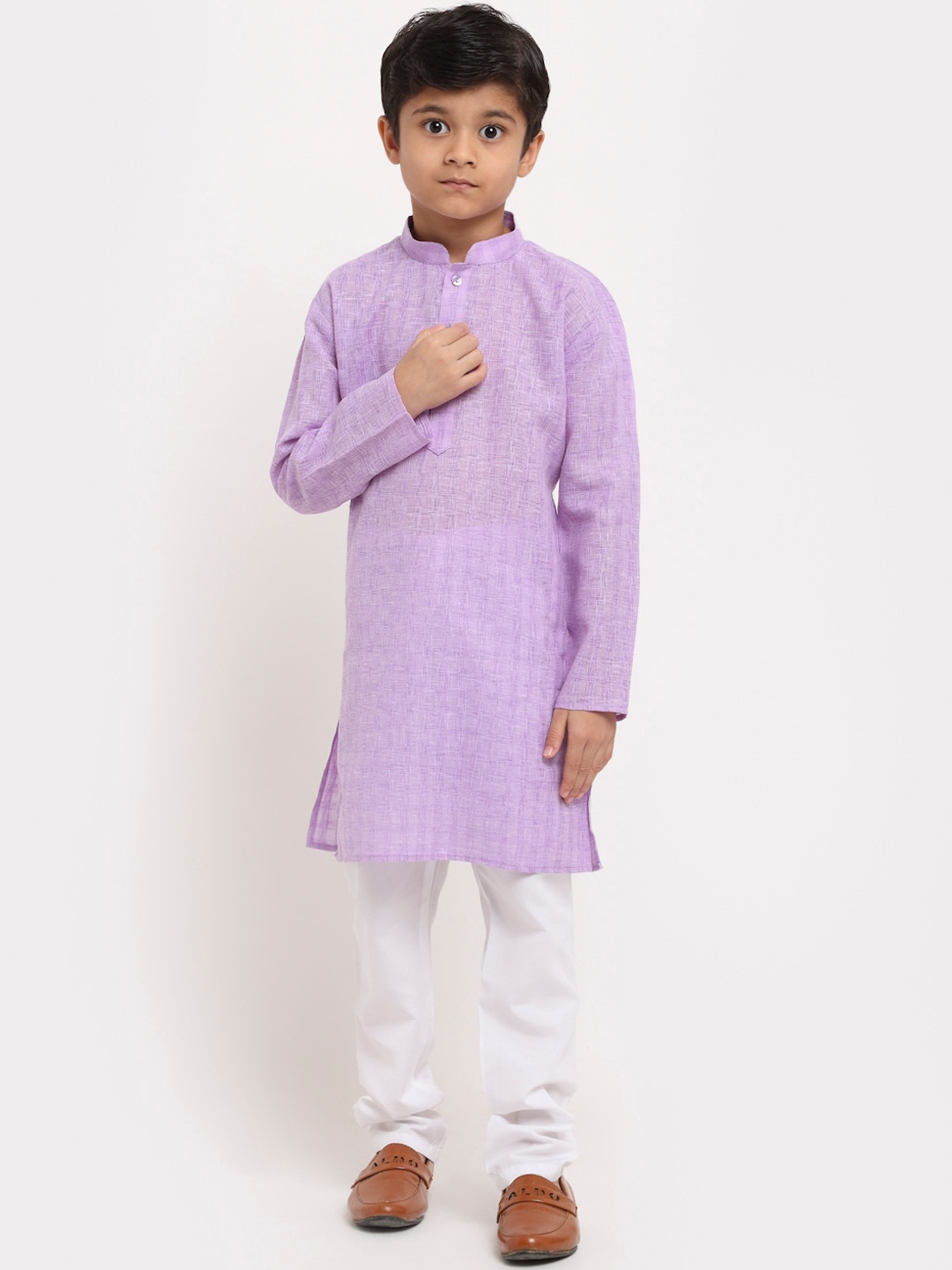 KRAFT INDIA Boys Mauve Pure Cotton Kurta with Pyjama