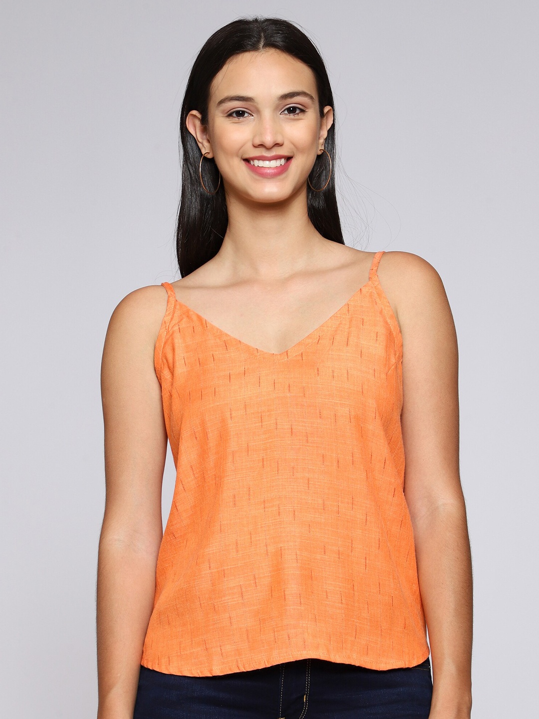 Anuthi Orange Spaghetti Tank Top