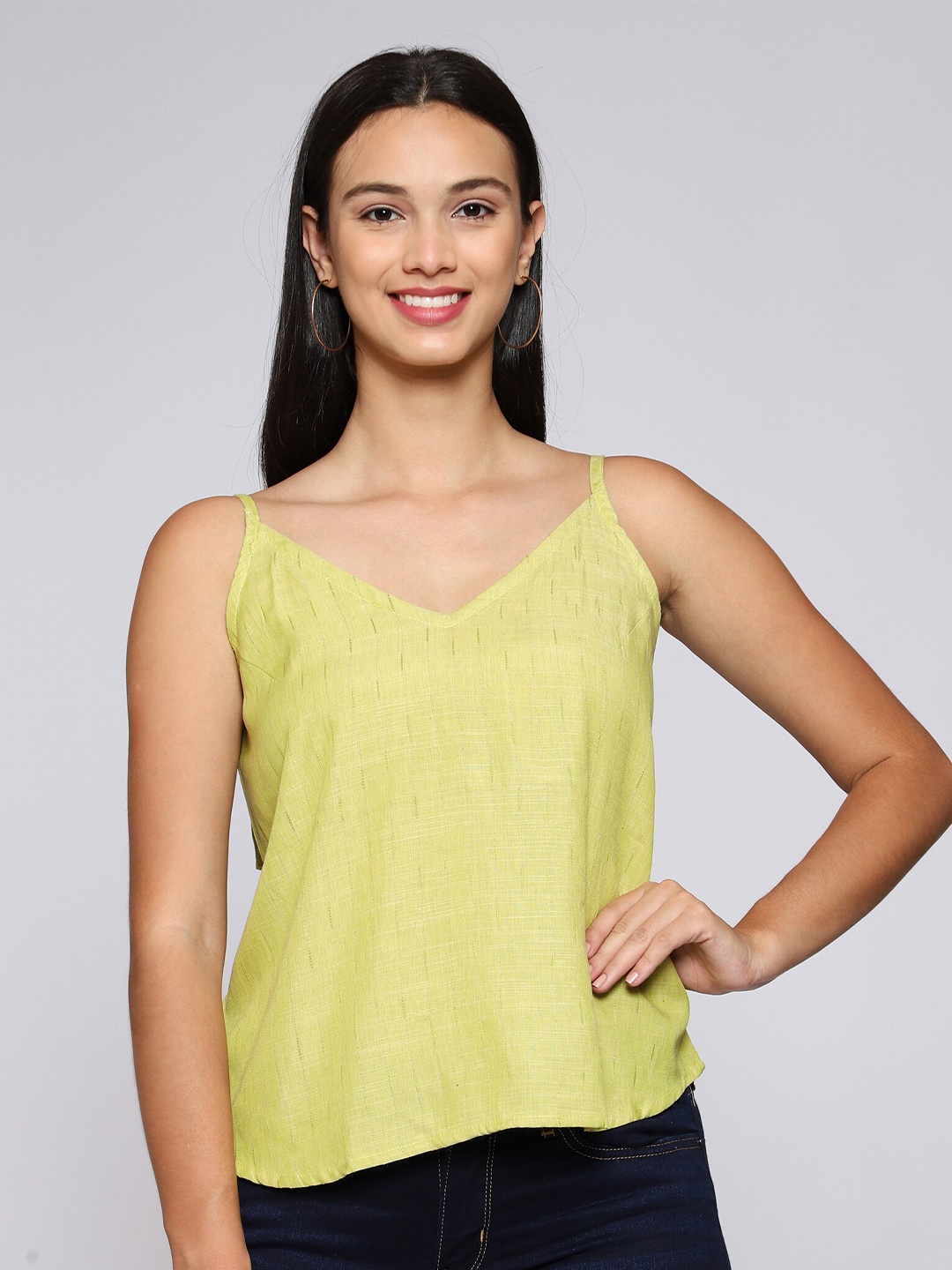 

Anuthi Lime Green Tie UpsTank Top