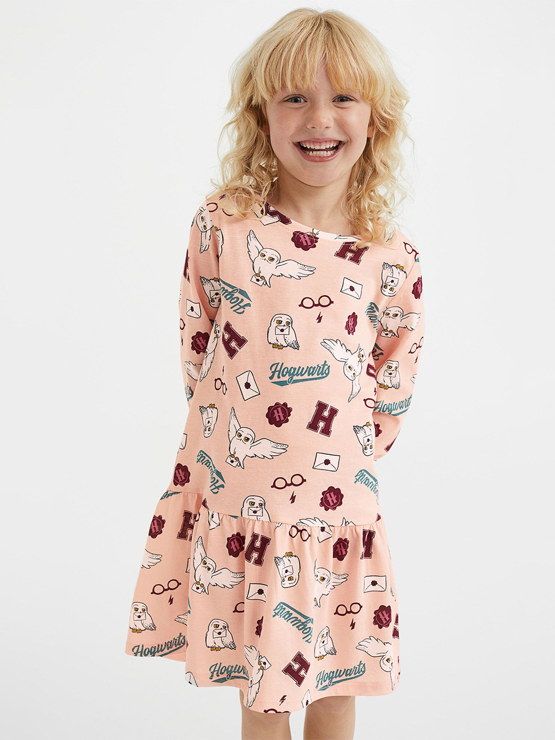 

H&M Girls Pink Patterned Cotton Dress