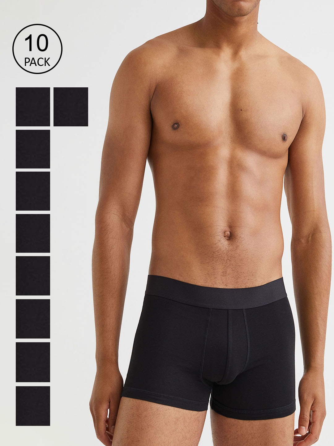 H&M Men Black 10-Pack Short Cotton Trunks