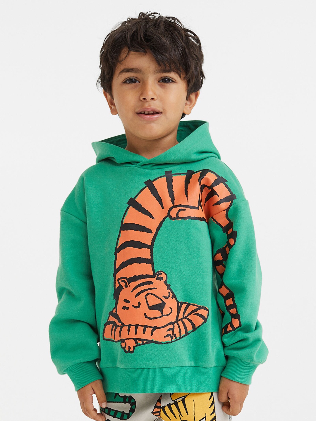 

H&M Boys Green Printed Hoodie