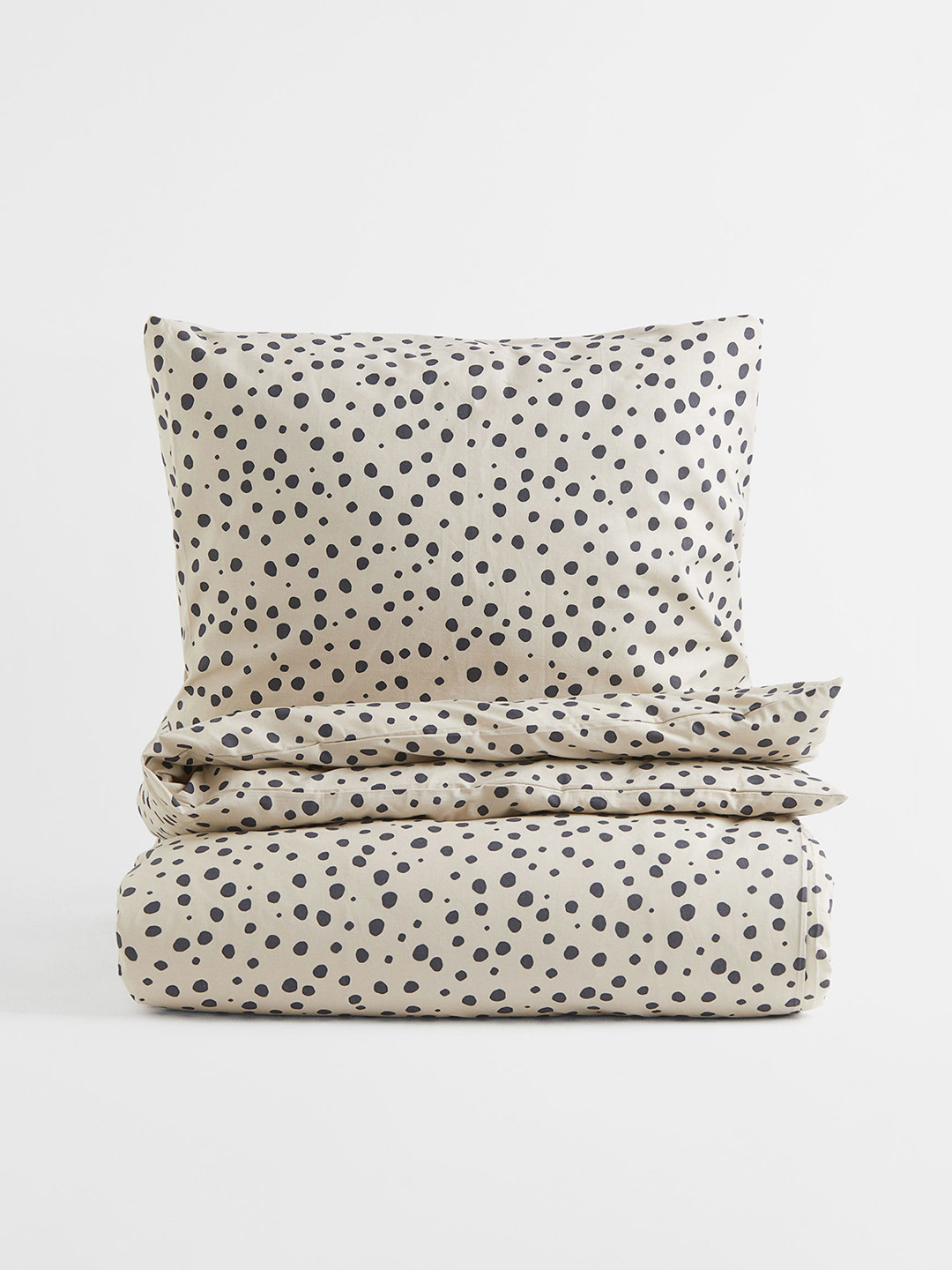 

H&M Girls Beige & Black Patterned Single Duvet Cover Set