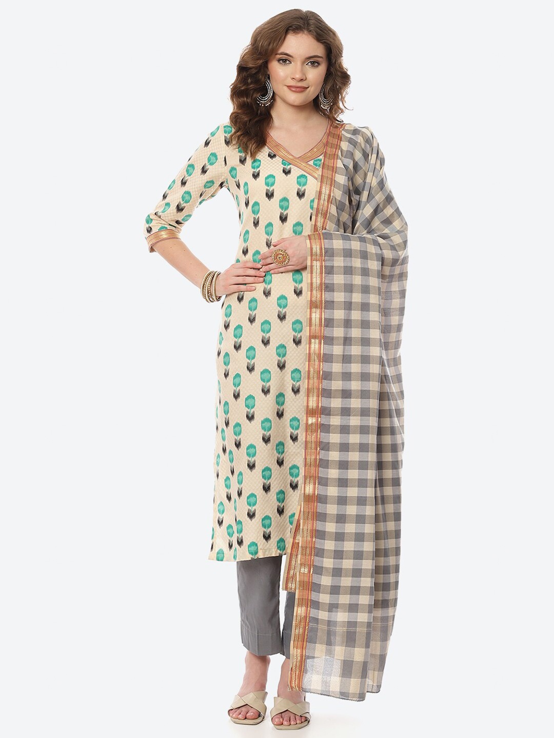 

Biba Off White & Blue Unstitched Dress Material