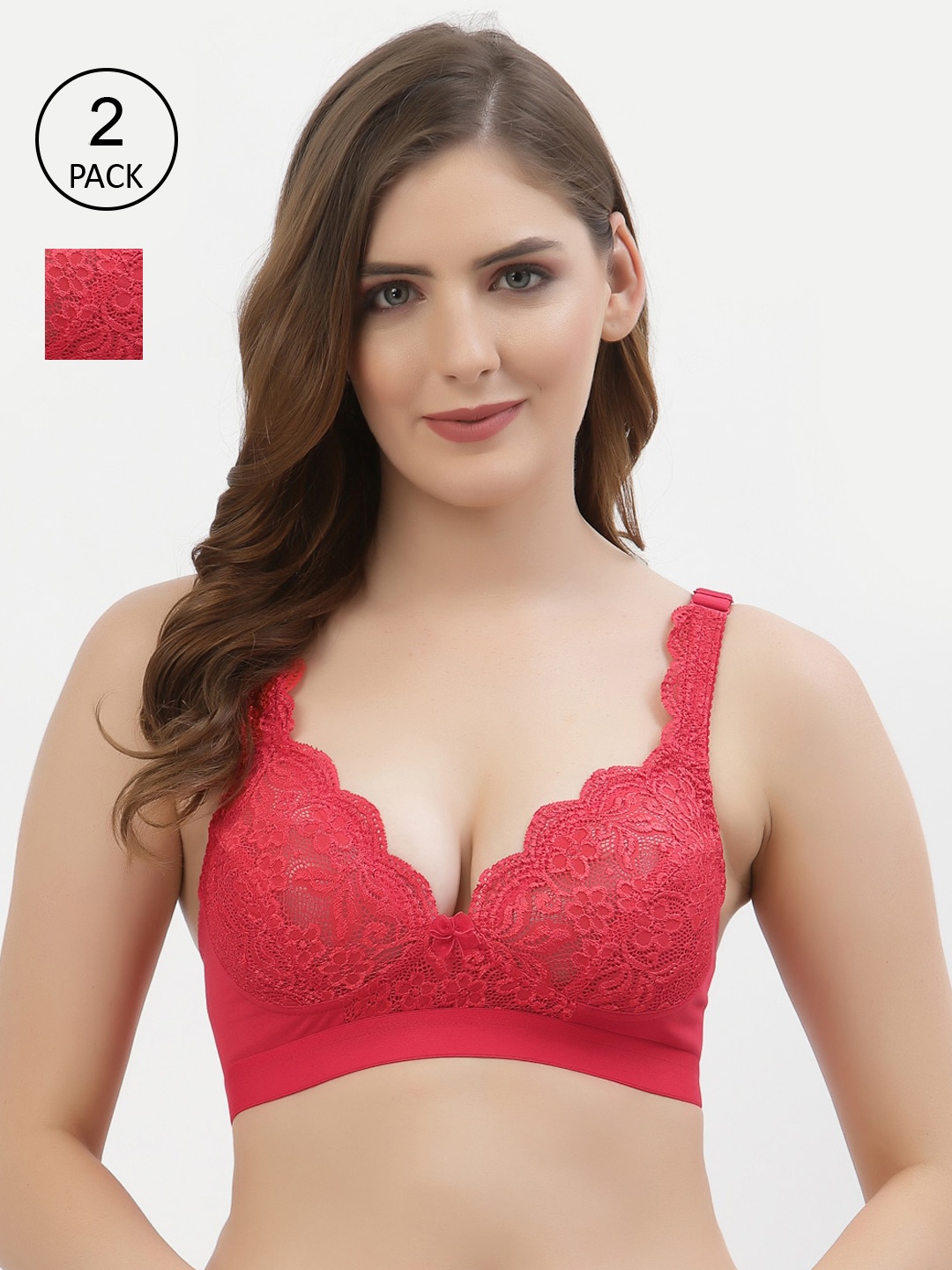 

Floret Red Floral Bra