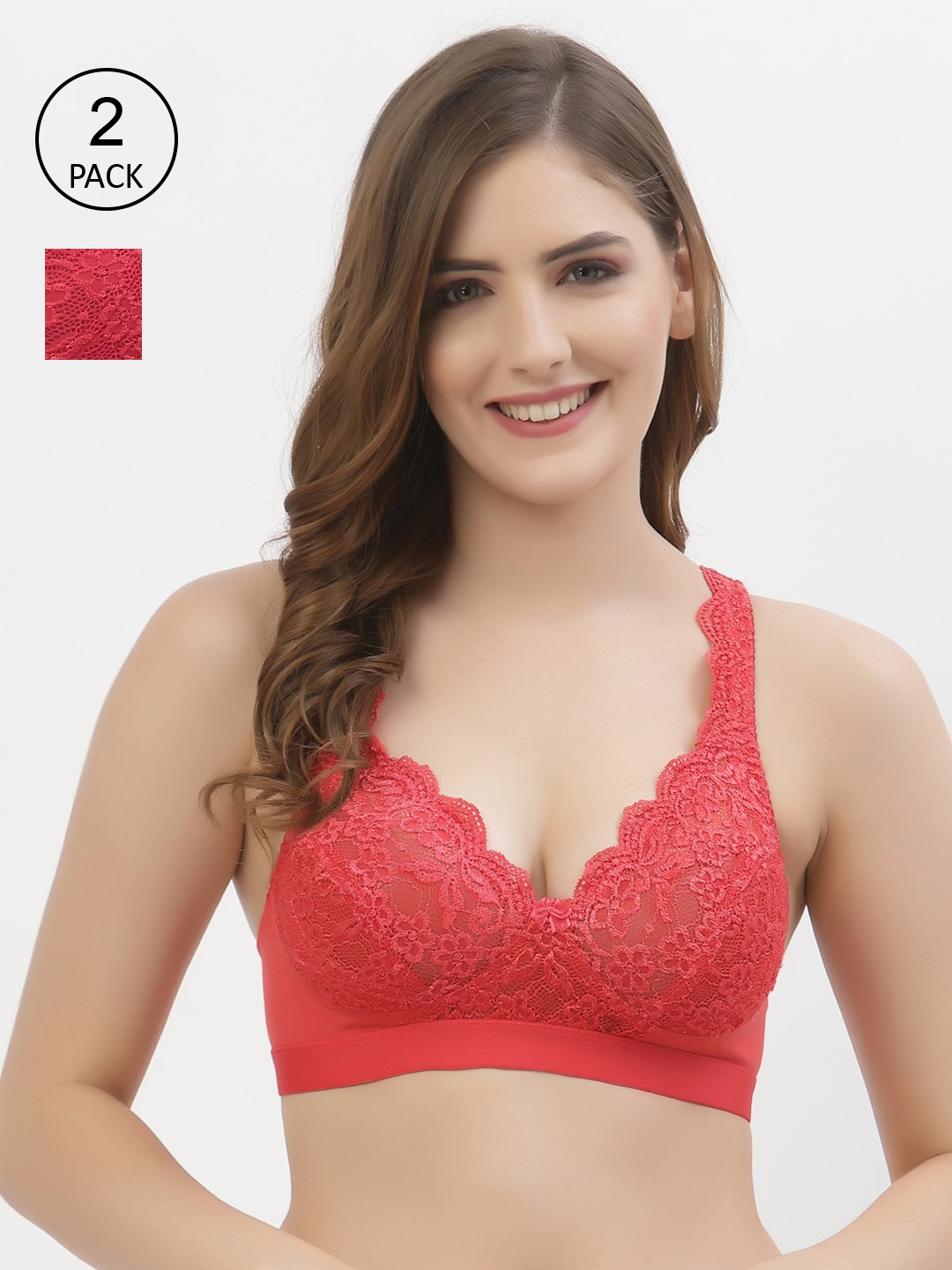 

Floret Pack of 2 Red Floral Everyday Bra