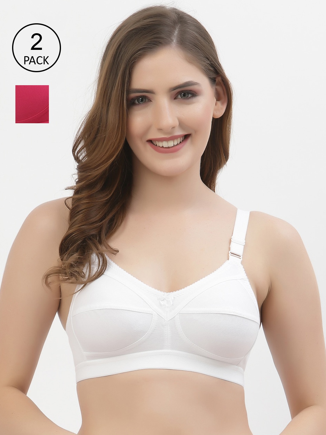 

Floret 2 White & Magenta T -shirt Bra