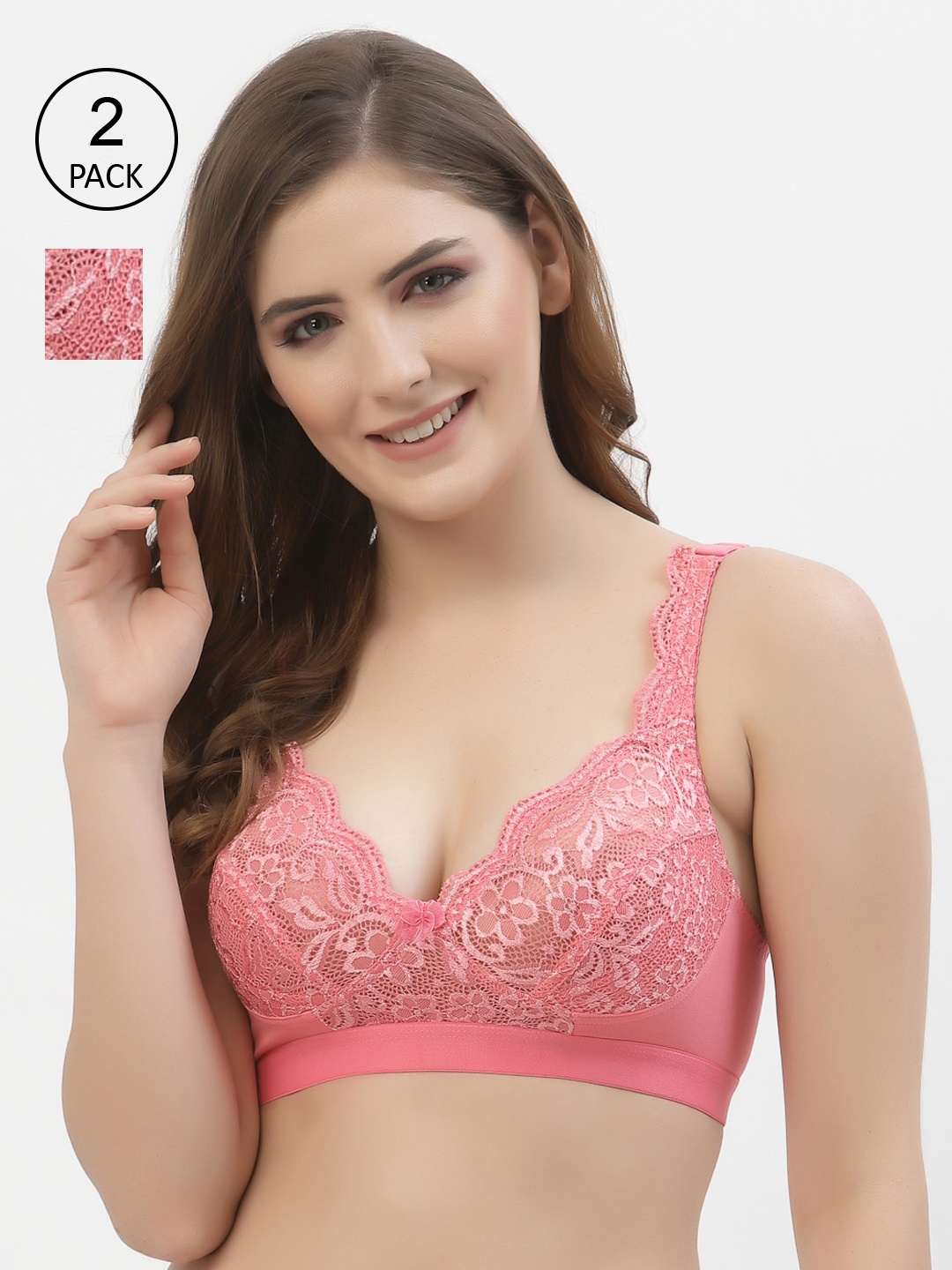 

Floret Women Rose Floral Non Padded Bralette Bra