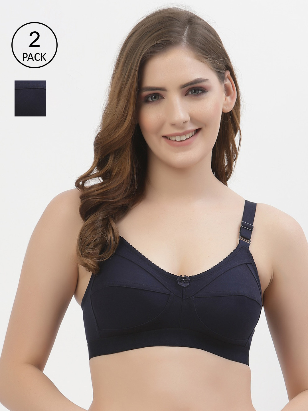 

Floret Women Pack Of 2 Navy Blue Non padded Bralette Bra