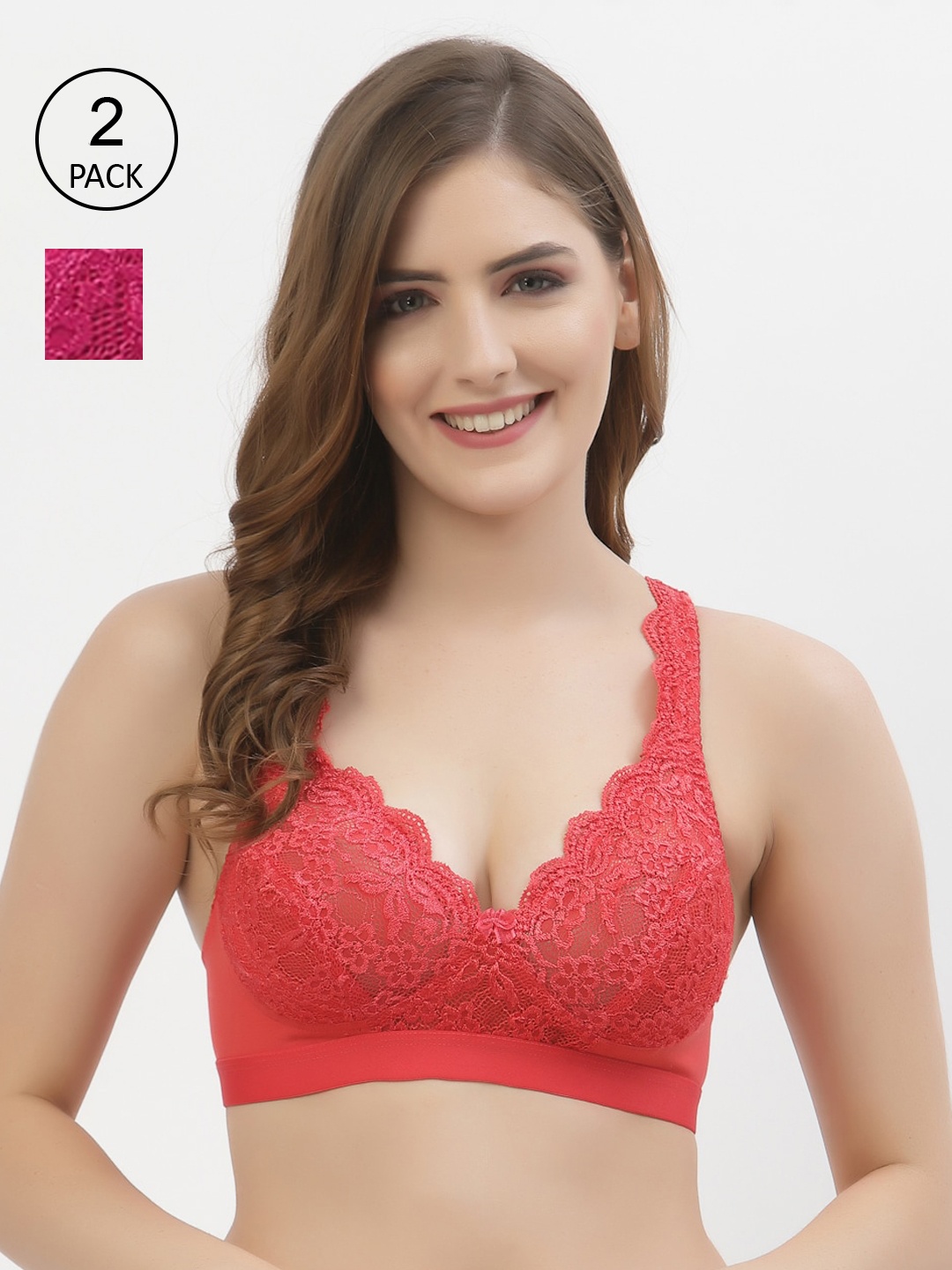 

Floret Women Rose & Magenta Floral Bralette Bra