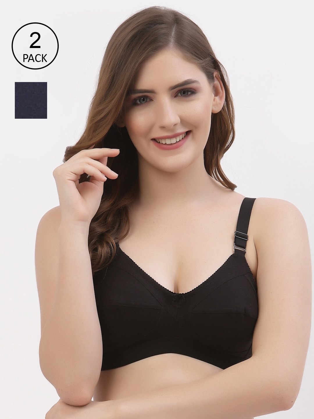 

Floret 2 Black & Navy Blue Bra