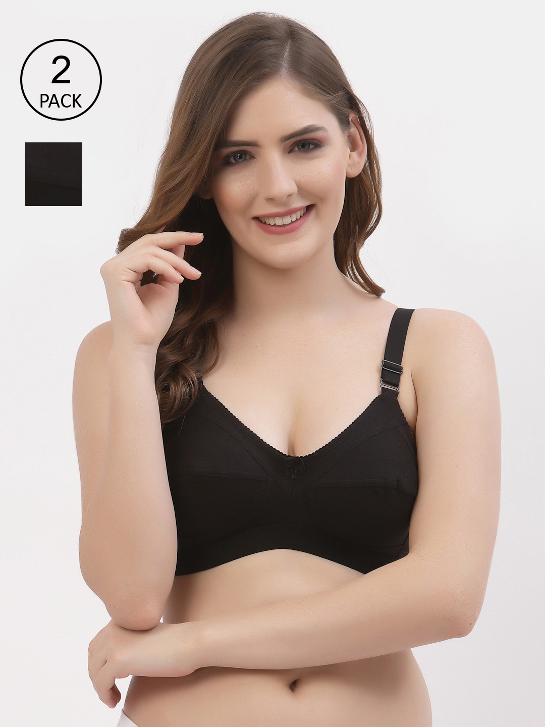 

Floret Women Black Non Padded Cotton Bra