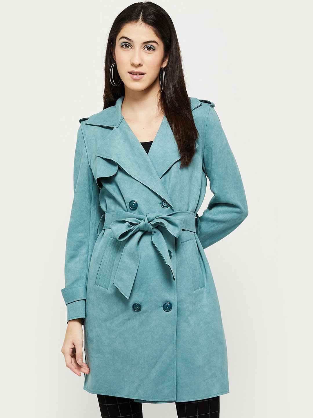 

max Women Blue Windcheater Longline Tailored Jacket