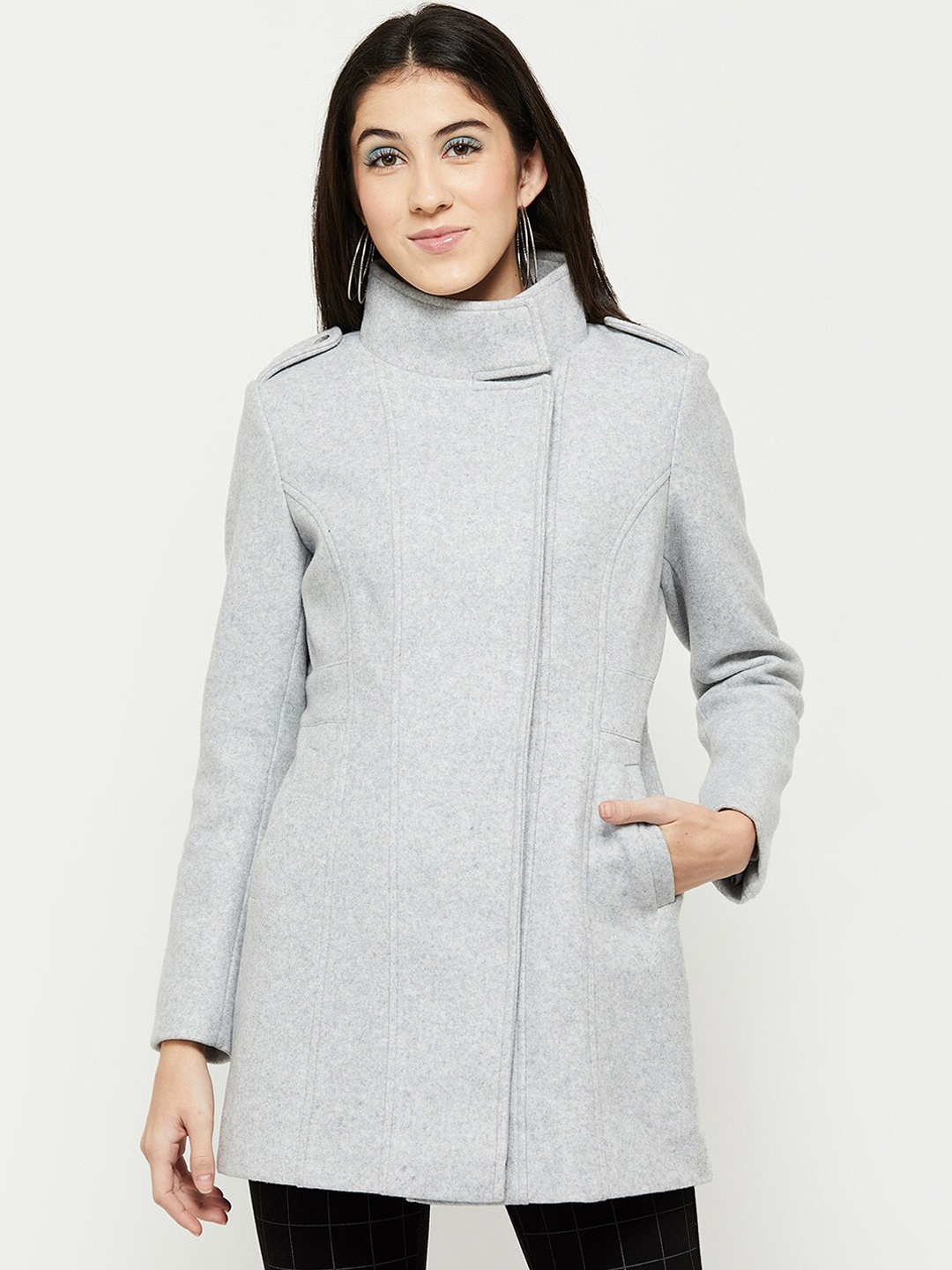 max Women Grey Windcheater Longline Tailored Jacket