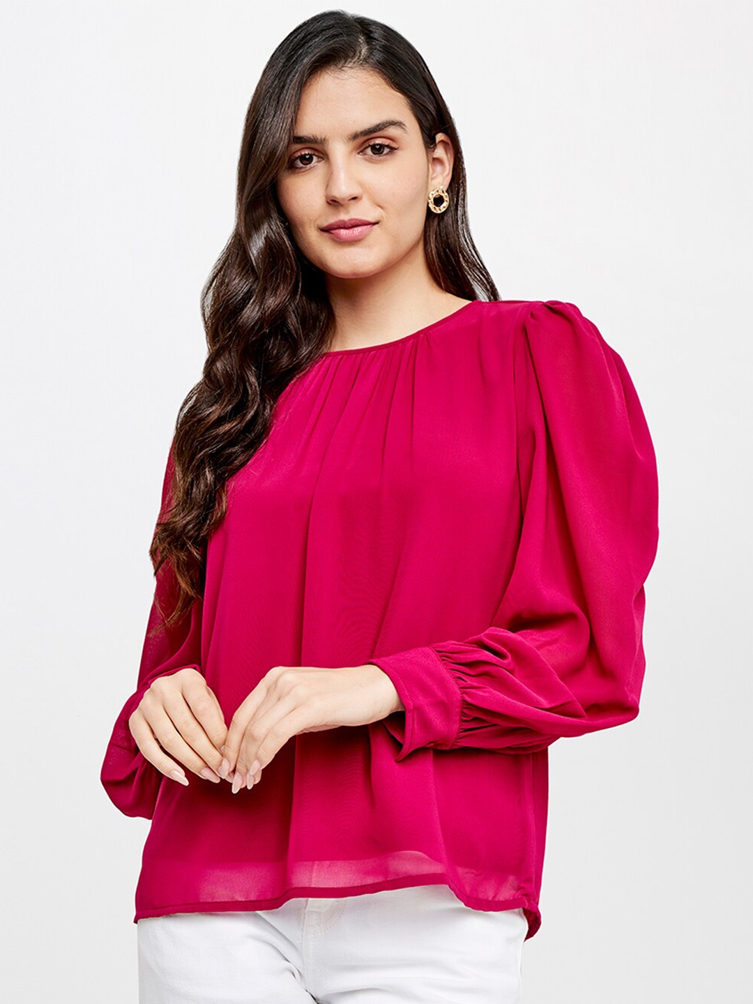 

AND Red Keyhole Neck Styled Back Top