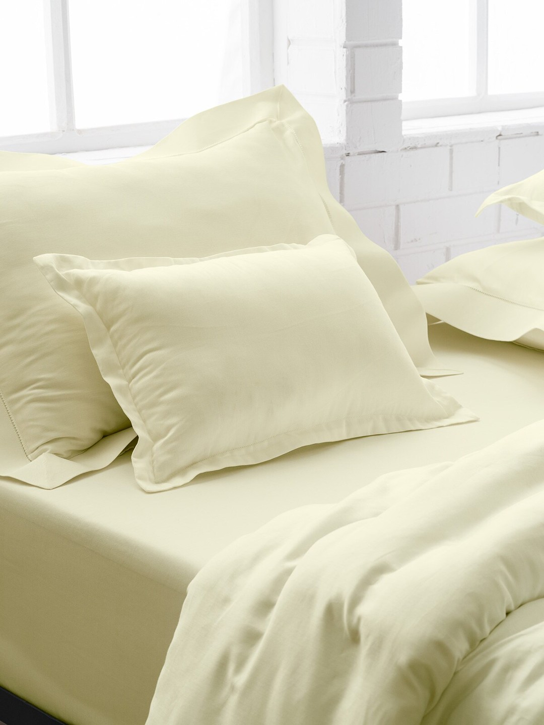 

DDecor White Solid 200 TC Cotton Bedding Set, Cream