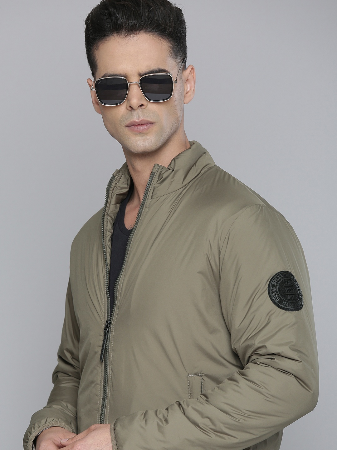 

Flying Machine Men Olive Green Bomber Jacket