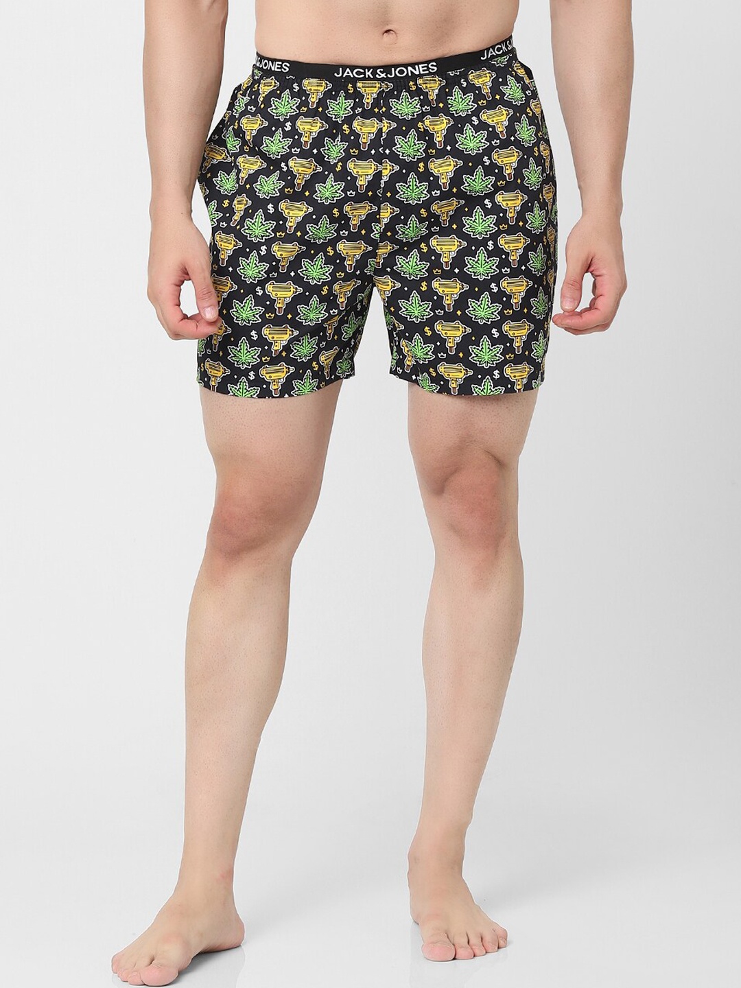 

Jack & Jones Men Black & Yellow Printed Boxer