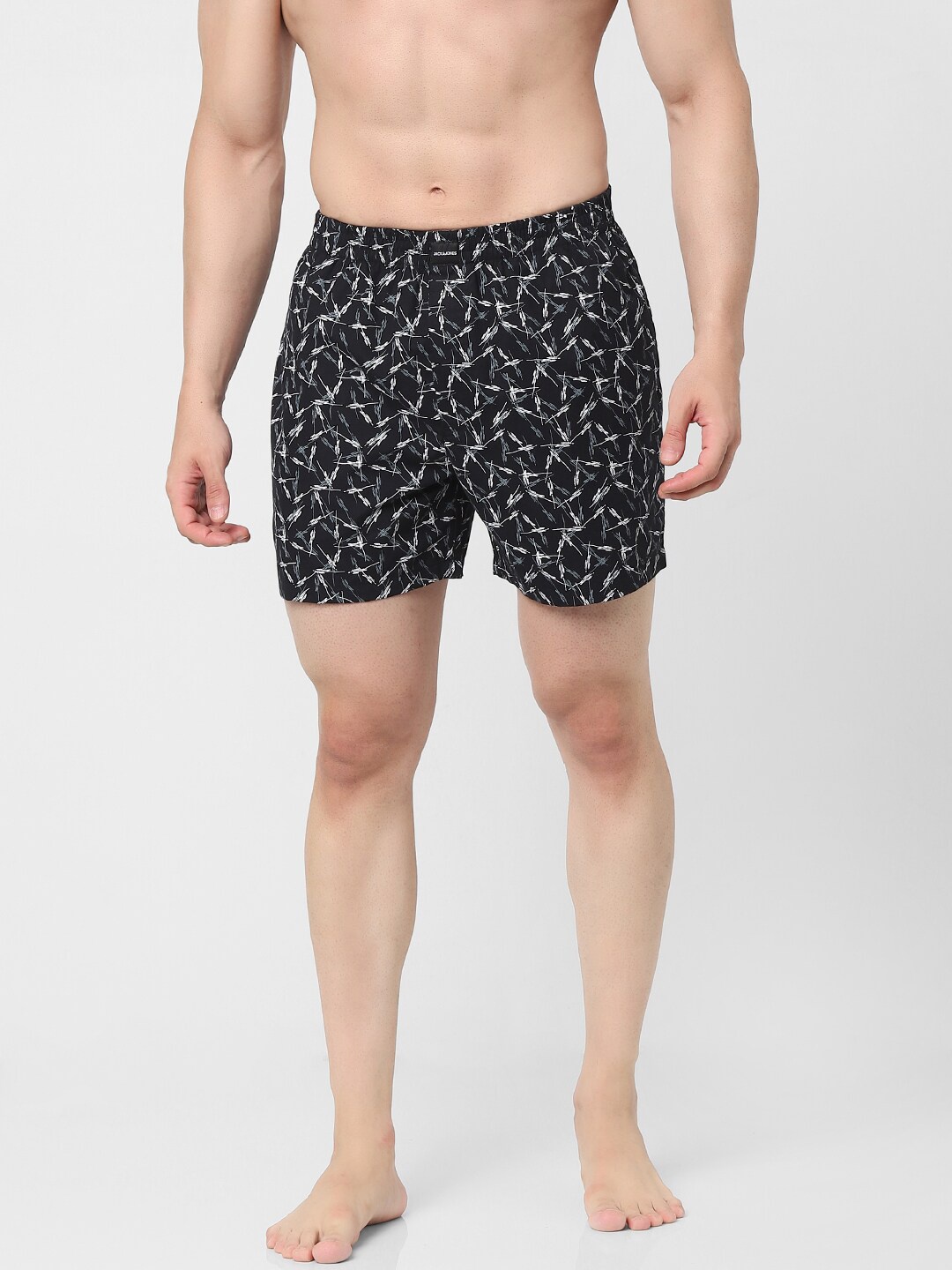 Jack & Jones Men Black & White Printed Boxers