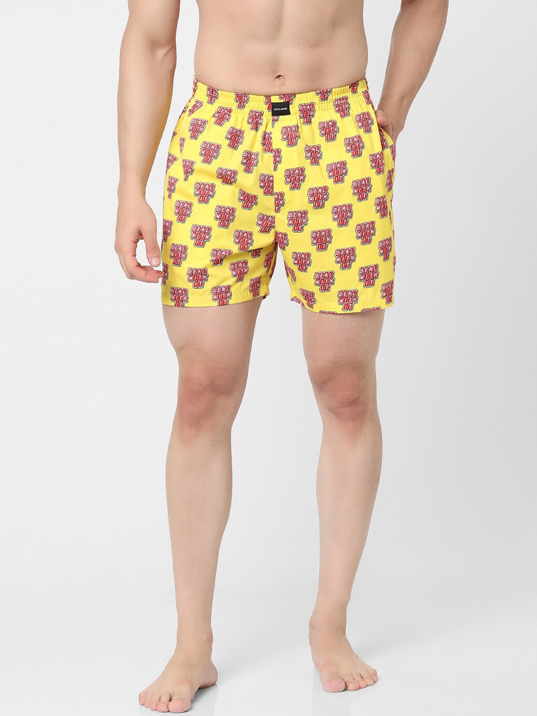 

Jack & Jones Men Yellow Printed Boxers