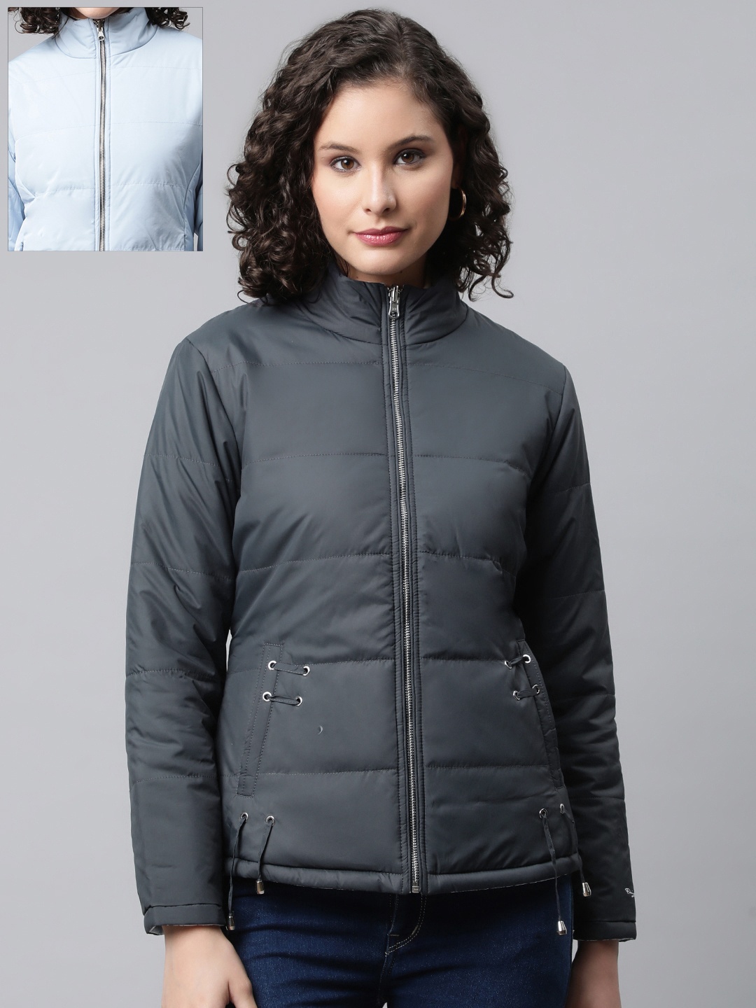 

Foreign Culture By Fort Collins Women Blue Reversible Padded Jacket