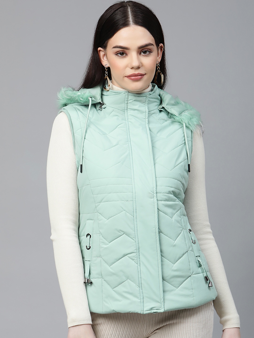 Foreign Culture By Fort Collins Women Blue Faux Fur Parka Jacket
