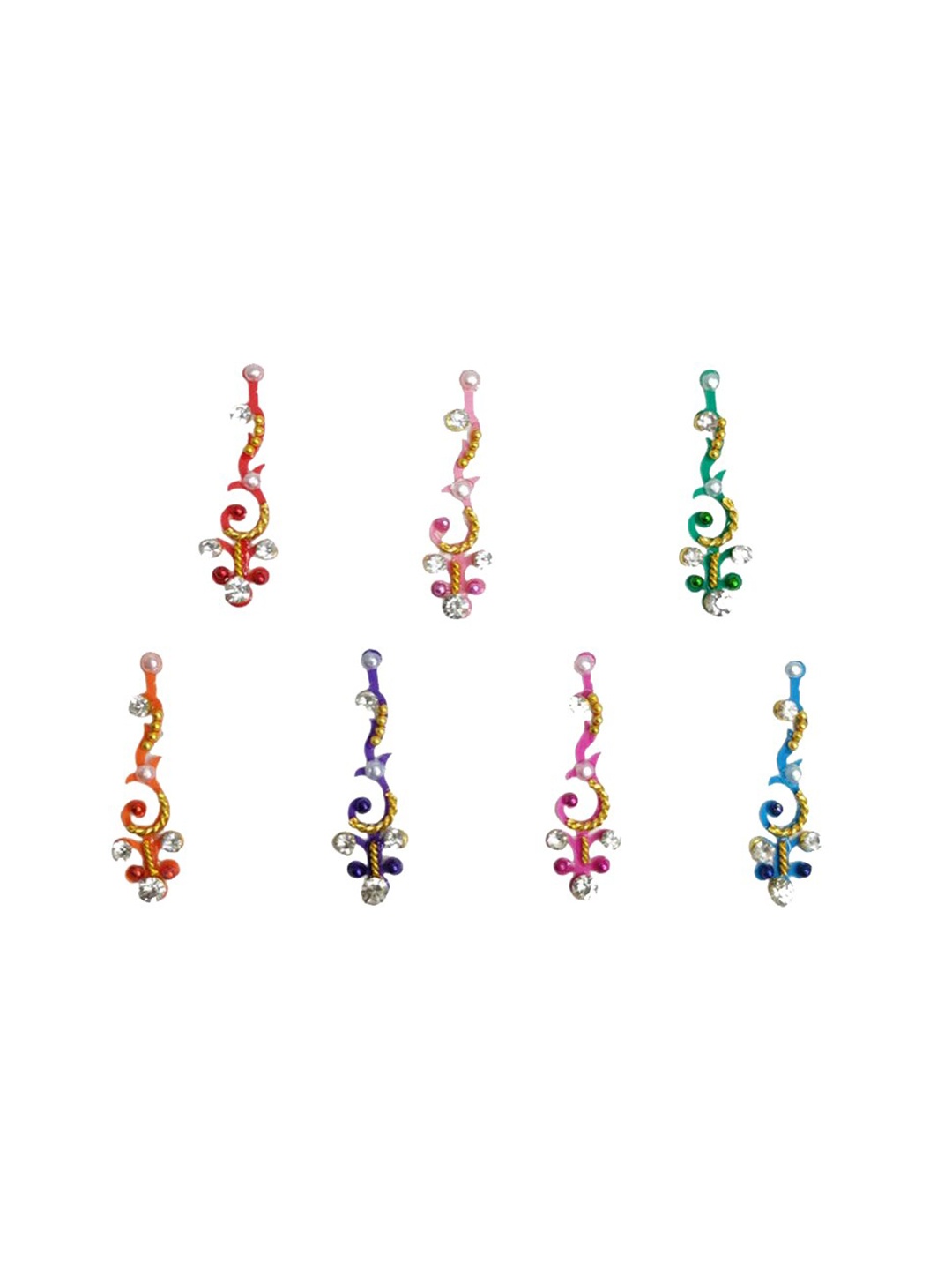 

Comet Busters Set Of 7 Handcrafted Beautiful Traditional Designer Bindis, Multi