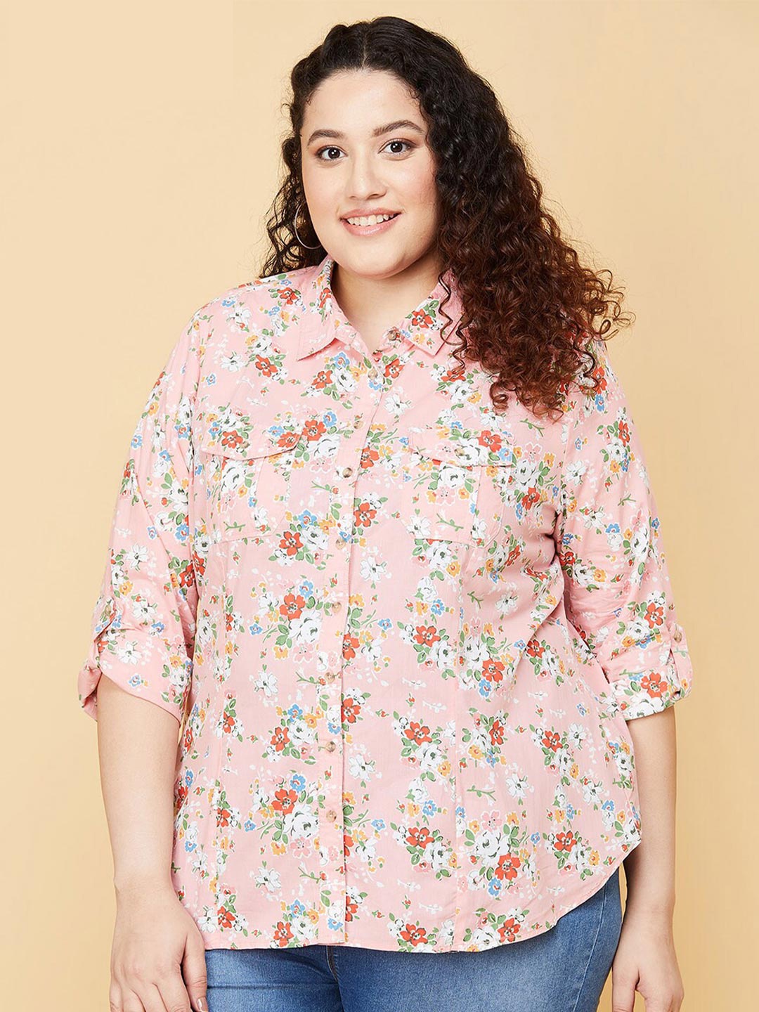 

max Women Pink Floral Printed Casual Shirt